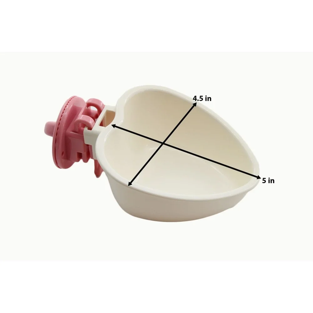 Choco Nose Mini Heart C607 Pet‎ Feeder Bowl Pink Cream 8oz Cage Mount